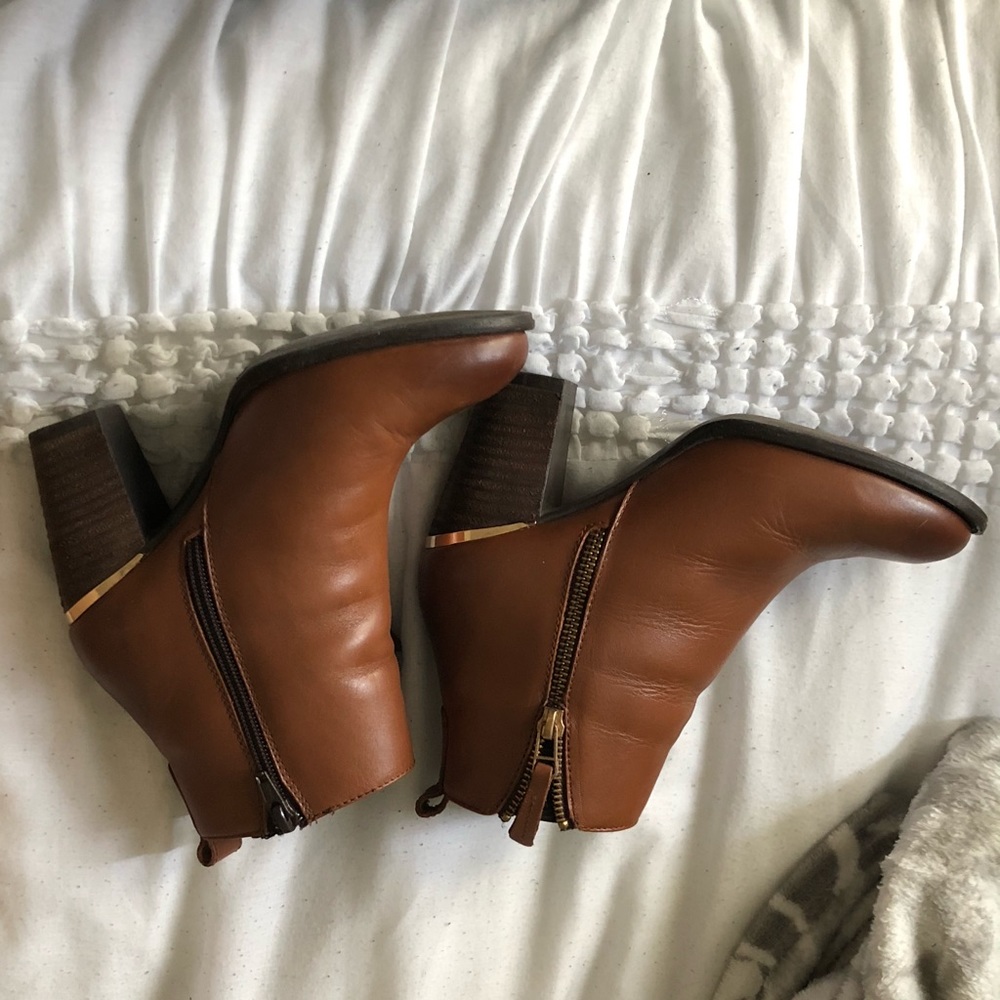 Camel ankle boots